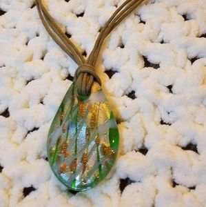 Italian Glass & Leather Necklace